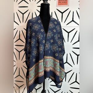 Melrose and Market Blue Geometric Kimono One Size